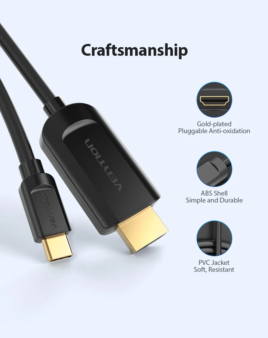 Vention USB C HDMI Тип Кабеля C к HDMI Thunderbolt 3 для MacBook huawei Коврики P20 Pro samsung Galaxy S9/ s10 USB-C HDMI адаптер