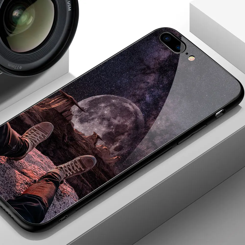FinderCase XS MAX чехол для закаленное стекло для iPhone Радуга закат Кошка Луна iPhone XR MAX 6 6 S 8 7 plus X