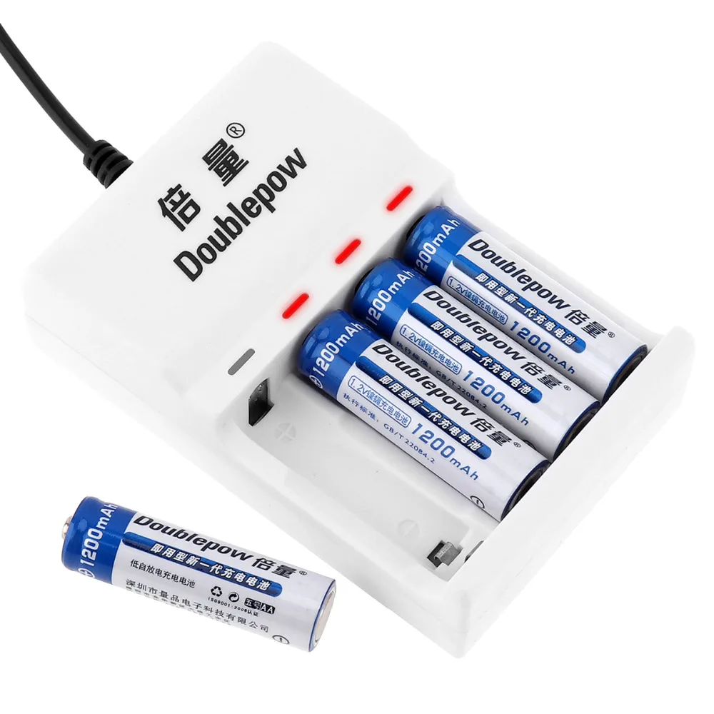 8 шт. Doublepow 1200 мАч Ni CD AA перезаряжаемая батарея + 4 слота USB AAA NiMH NiCD зарядное