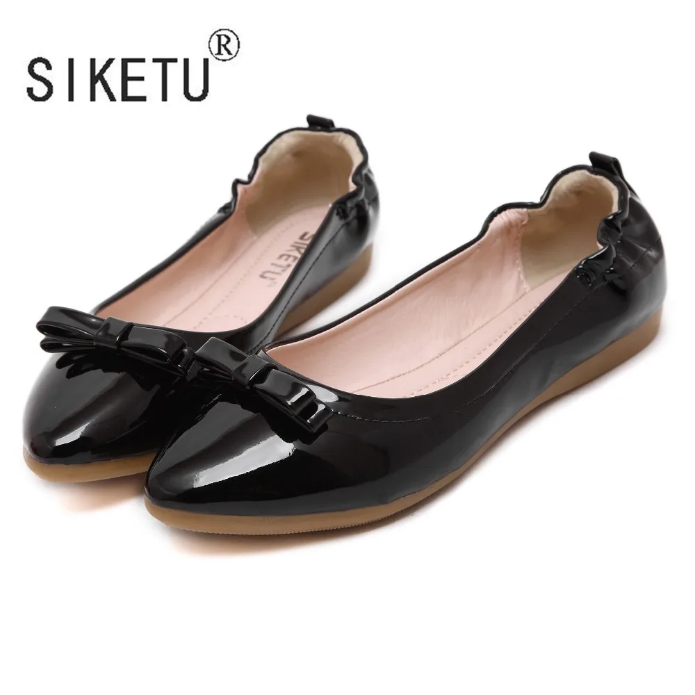 Новейшие женские лоферы из искусственной кожи с бантиком и острым носком