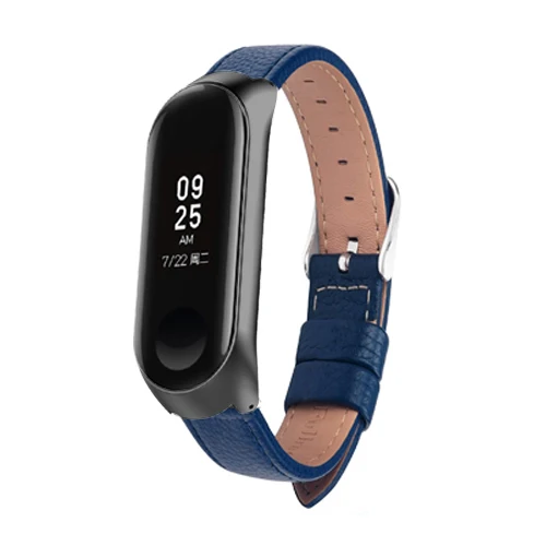 Blue Black Цветной кожаный чехол для смарт-часов из черного розового золота для xiaomi mi band 4/3 ремешок для xiaomi mi Band 4 браслет mi band 4 ремешок - Цвет: Blue Black
