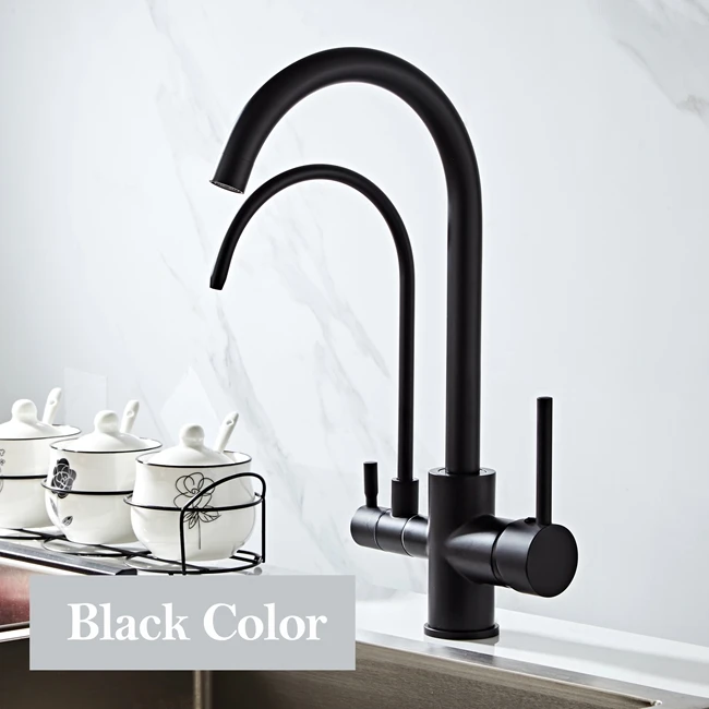 Black Color Фильтр кухонный смеситель для раковины 360 Вращение с водяным фильтром особенности кран-смеситель для кухни torneira da cozinha CF-0176 - Цвет: Black Color