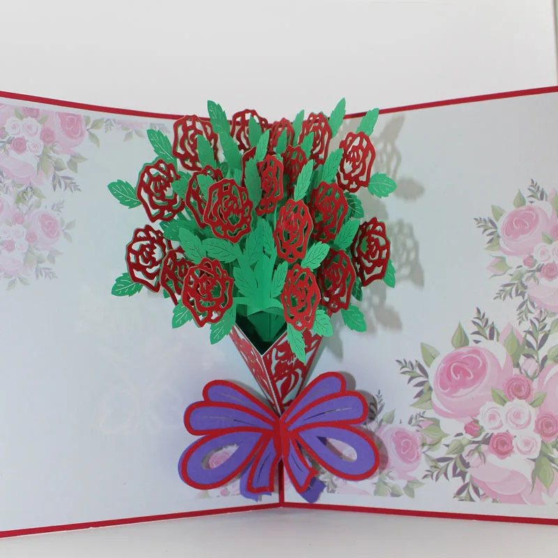 (10 шт./лот) Новое поступление карта на день рождения 3D выдвижная ручная работа