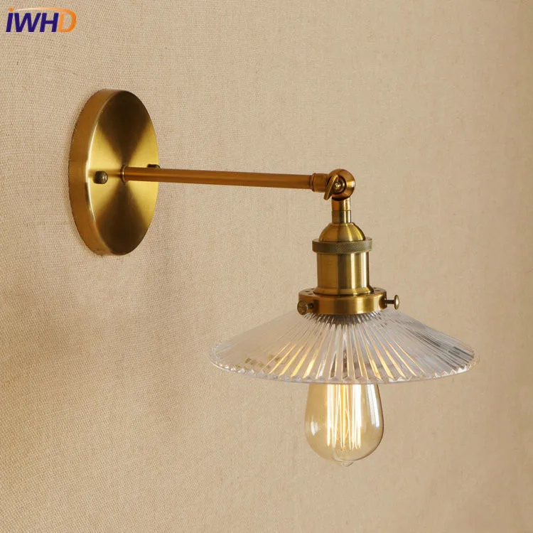 IWHD Лофт Edison светодиодный настенный светильник Железный Регулируемый Wandlamp стеклянный светильник для ванной комнаты RH светильники Домашний Светильник ing аппликация Murale светильник