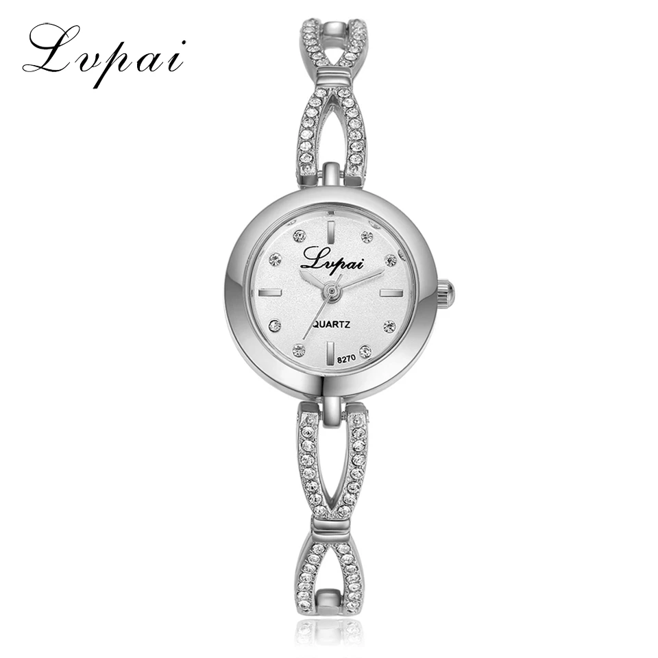 Silver White Lvpai бренд роскошный браслет женское платье часы модные кварцевые кристалл часы дамы Повседневное платье спортивные наручные часы - Цвет: Silver White