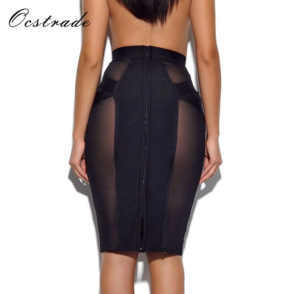 Женская облегающая юбка Ocstrade черная мини с сеткой лето 2019|skirt bodycon|bandage skirtwomen skirt |