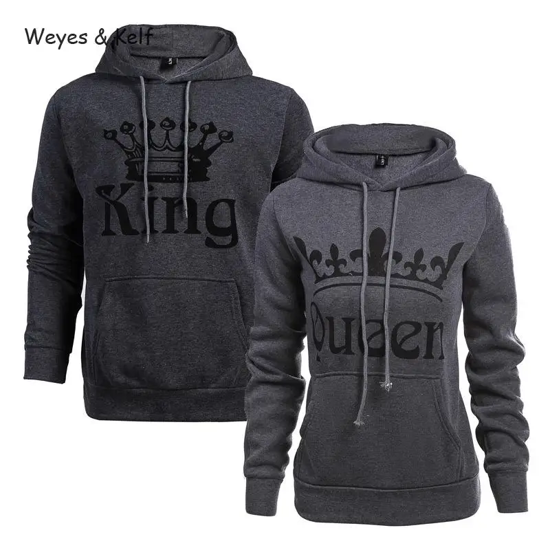 Женская толстовка с капюшоном Weyes & Kelf Повседневная Толстовка надписью King Queen