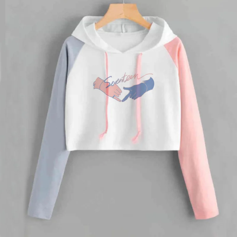 Укороченные толстовки свитшоты женские топы Seventeen альбом Kpop толстовка Jeonghan joшуа