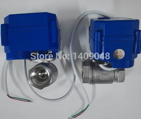 3/4 BSP DN20 3 6V DC из нержавеющей стали маленький моторизованный шаровой клапан 2
