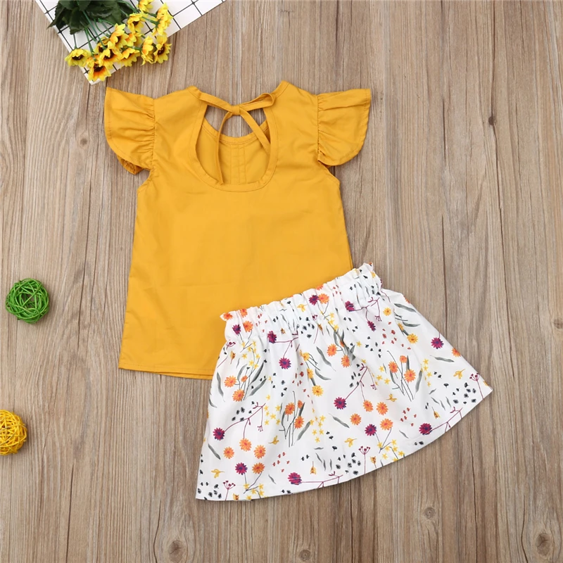 Комплект детской одежды из 2 предметов для маленьких девочек Футболка с