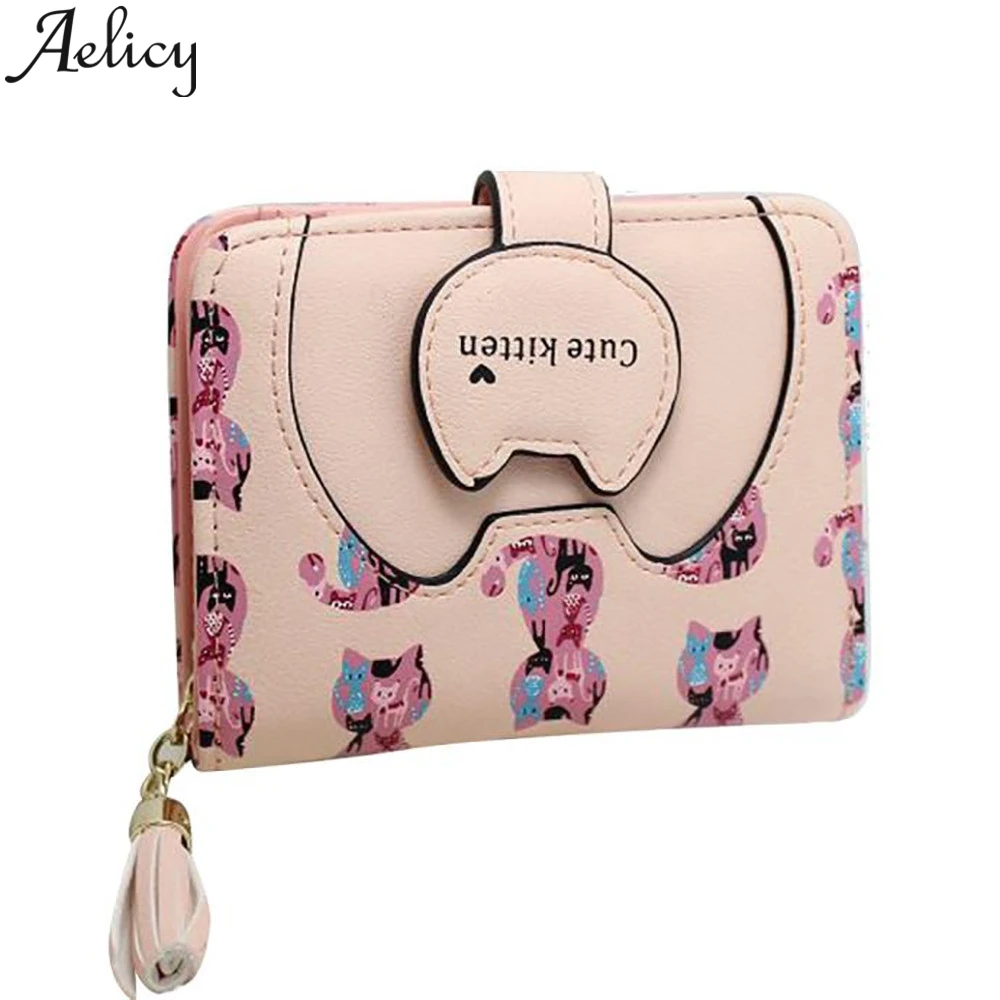 Женский короткий кошелек Aelicy с милыми рисунками из мультфильмов дамская сумочка