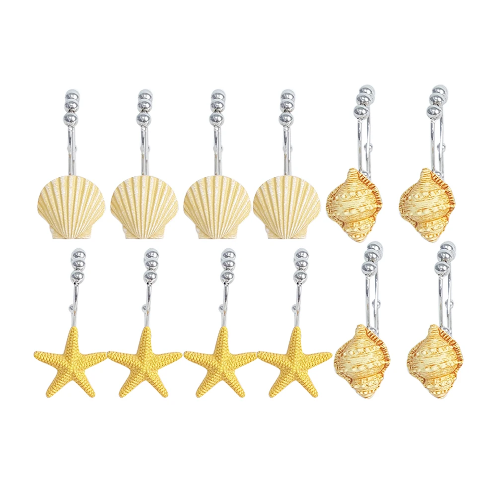 12pcs Ornament Conch Seashell Home Decor Double Waterproof Rustproof Glide Curtain Hook Resin Shower Durable Accessories Rings | Дом и сад