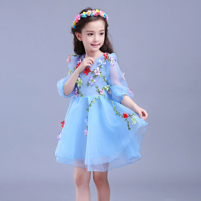 Аппликация принцессы Свадебное платье для девочек элегантные из тонкой сетки