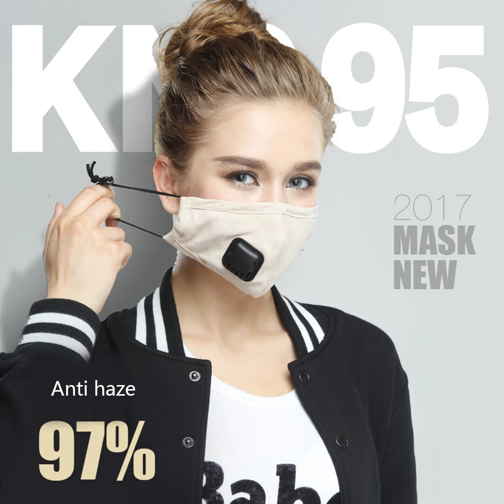 Хлопчатобумажная маска для лица KN95 против пыли PM2.5 маска для рта с респиратором фильтр из активированного угля Тканевая маска для зимы