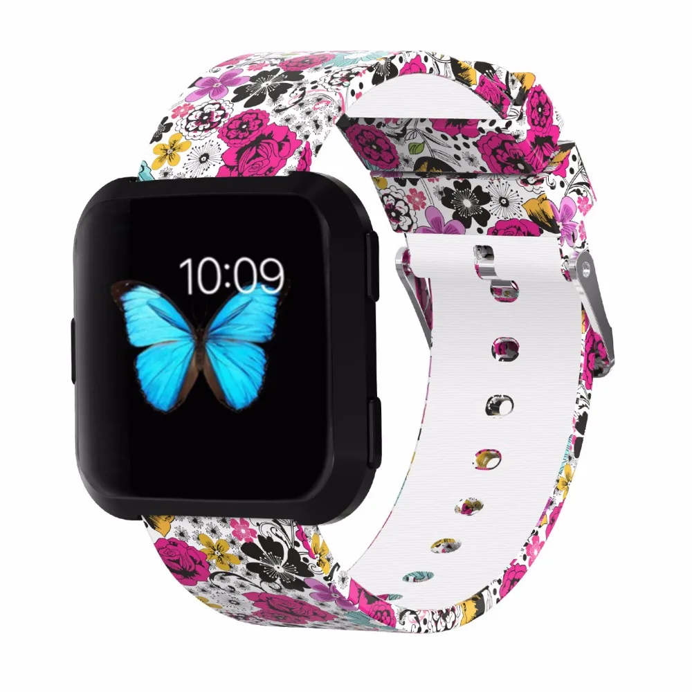Bemorcabo для Fitbit Versa Starps силиконовые цветочные аксессуары умных часов мужчин и