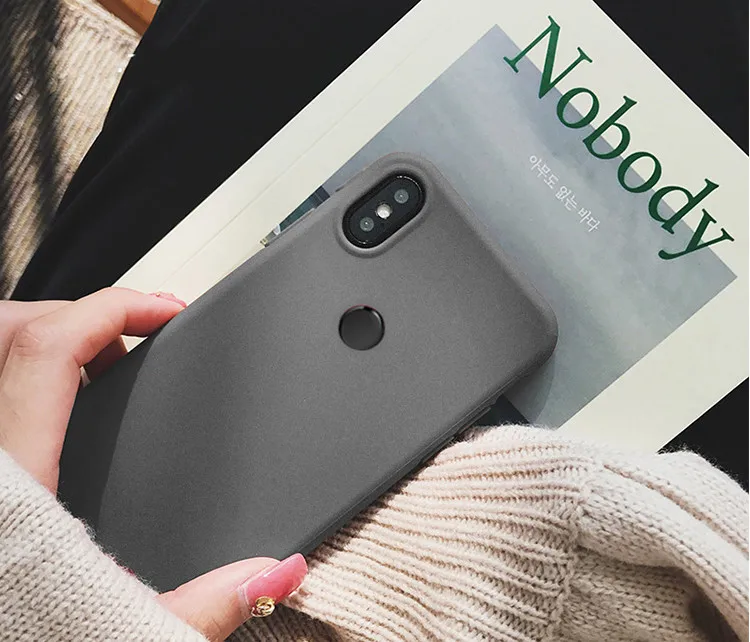 Gray Простой Тонкий матовый песчаник ТПУ мягкий чехол для Xiaomi mi 8 9 se 6 8lite a1 a2 note 2 max2 mi x3 2s play f1 CC9 Тонкий чехол для телефона - Цвет: Gray