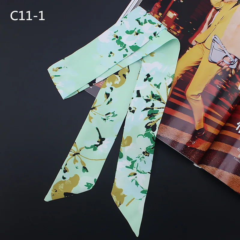 2018 New Geranium Slim Narrow fashion woman Tie Bag Handle Scarf Small Ribbon headscarf |