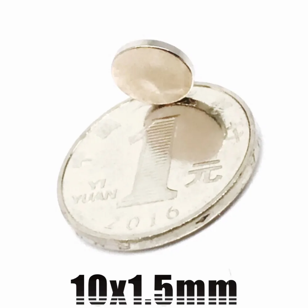 100 шт 10x1,5 мм N35 дисковые Круглые Магниты редкоземельные неодимовые магниты 10*1,5 супер сильные магниты на холодильник 10 мм x 1,5 мм