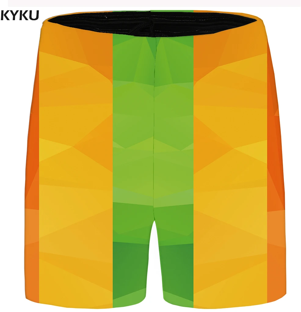 

KYKU Brand Rainbow Shorts Men Colorful Beach Shorts Casual Lattice Beautiful Cargo Anime Mens Short Pants 2018 New Summer