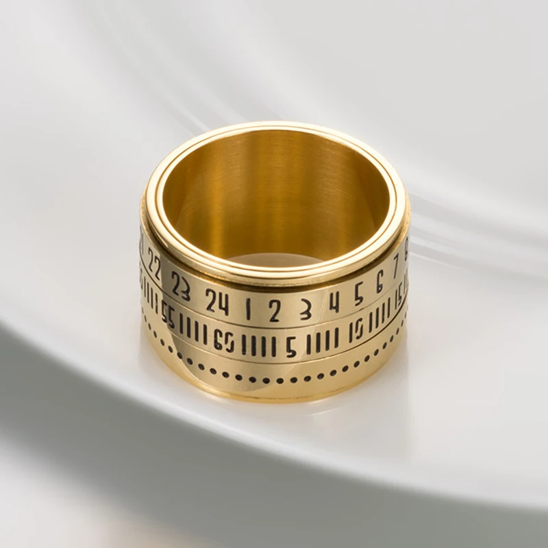 Для мужчин большой широкое кольцо качество номер Спиннер из нержавеющей стали