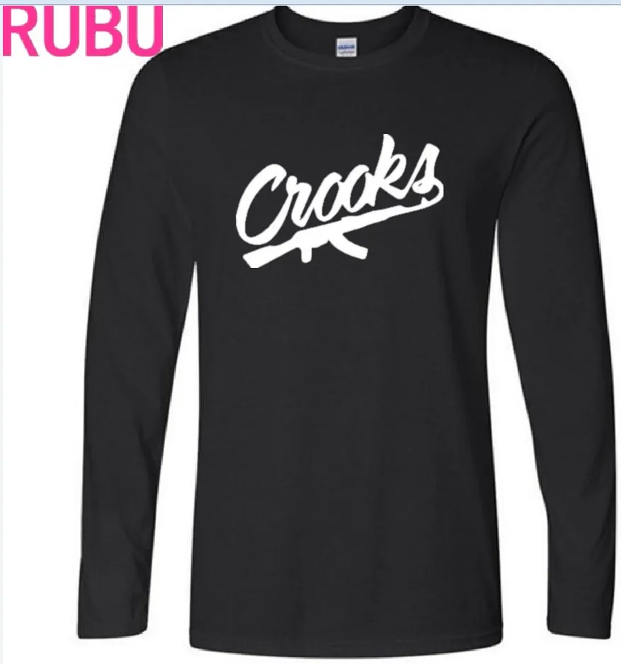 2017 Crooks &amp Castles с длинным рукавом Футболка рукавами и круглым воротником