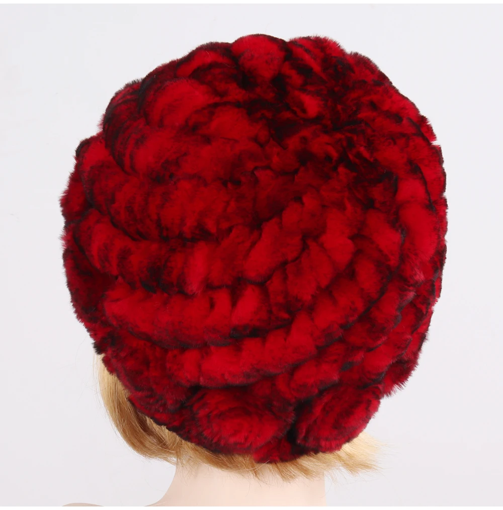 Русская женская натуральная мягкая шапка из меха кролика Рекс, зимняя шапка из меха кролика Рекс, вязаные шапки, настоящий мех кролика, шапка Skullies