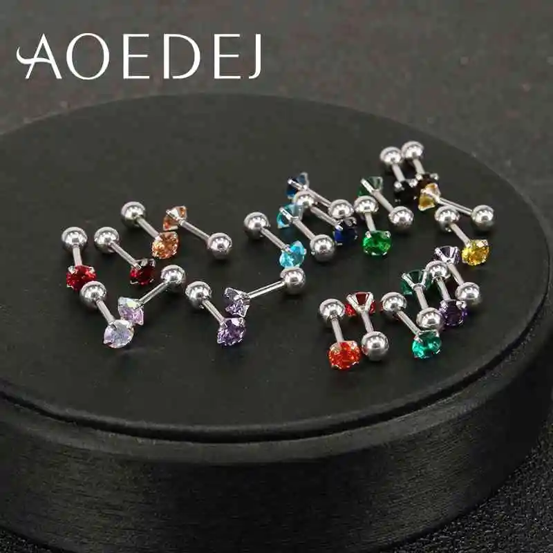Серьги гвоздики из нержавеющей стали AOEDEJ 24 шт./лот/набор женские круглые
