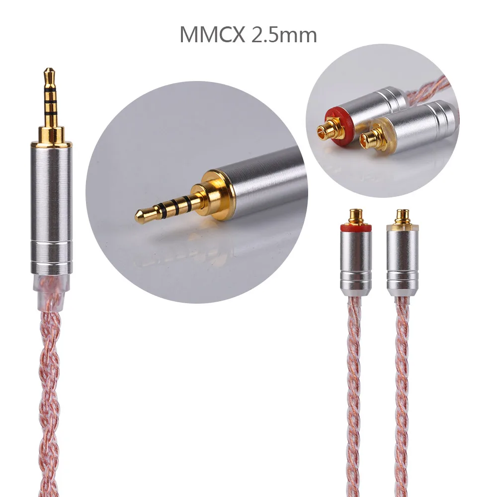 Новый Yinyoo 6 ядро розовый Медь кабель 2 5/3 5/4 4 мм балансный с MMCX/2PIN разъем для BLON BL 03 01