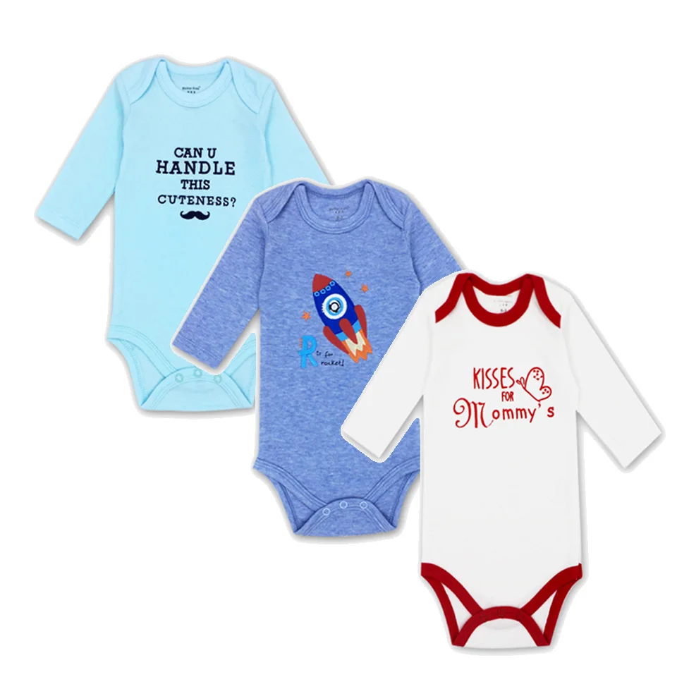 3 pcs/lot Baby Bodysuit Newborn Body Long Sets cotton boy clothes suit clothingBoys Clothes Baby's bebe |