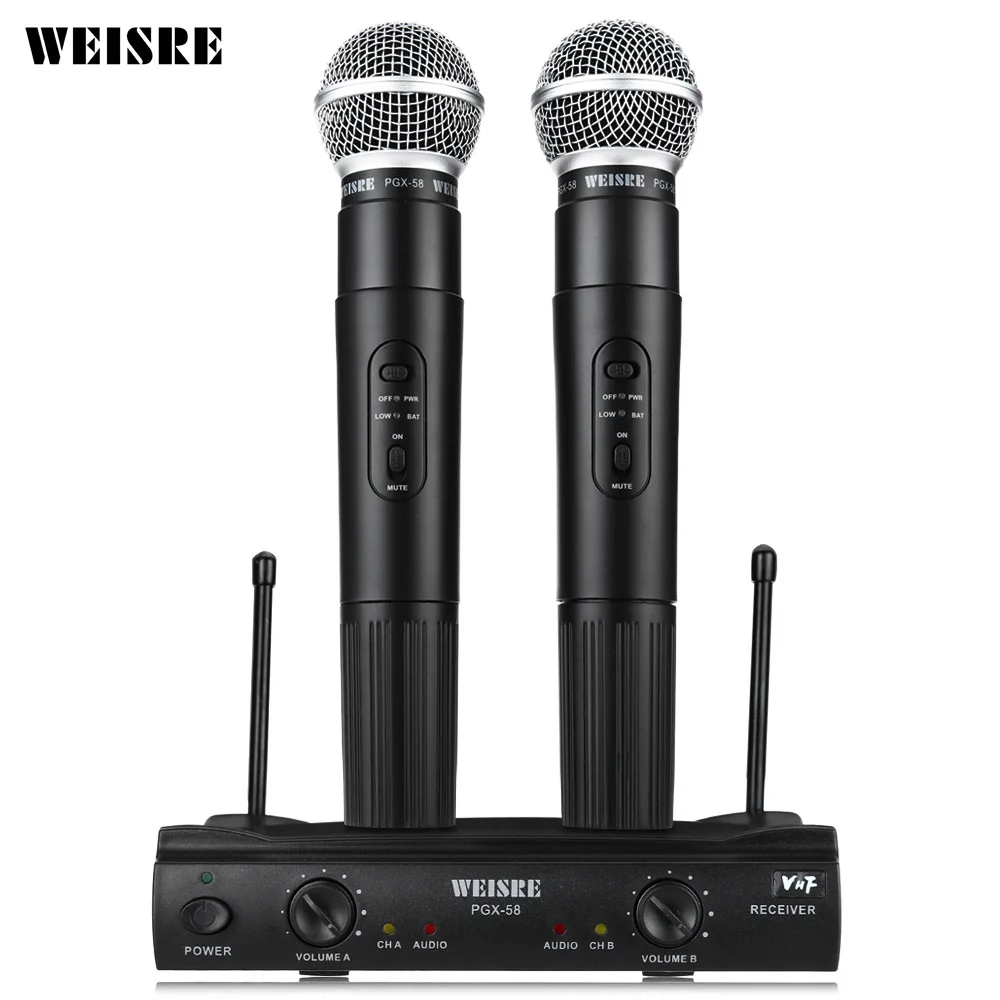 Профессиональный weisre pgx58 Беспроводной Системы двойной ручной 2 x MIC беспроводные