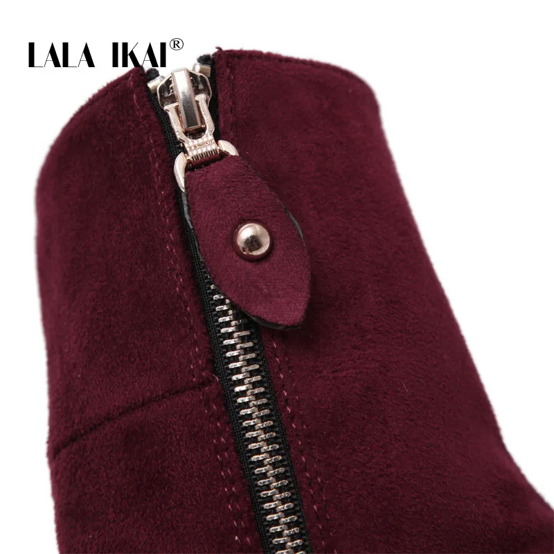 LALA IKAI Women Zipper Winter Two-Way Wearing Ankle Boots Solid Round Toe Square Heel Plus Size Casual Ladies Shoes 040C2890 -49 | Обувь