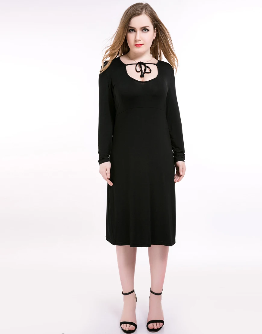 Черное платье женское плюс размер облегающее для женщин Vestidos 2016 длинный рукав XXXXL
