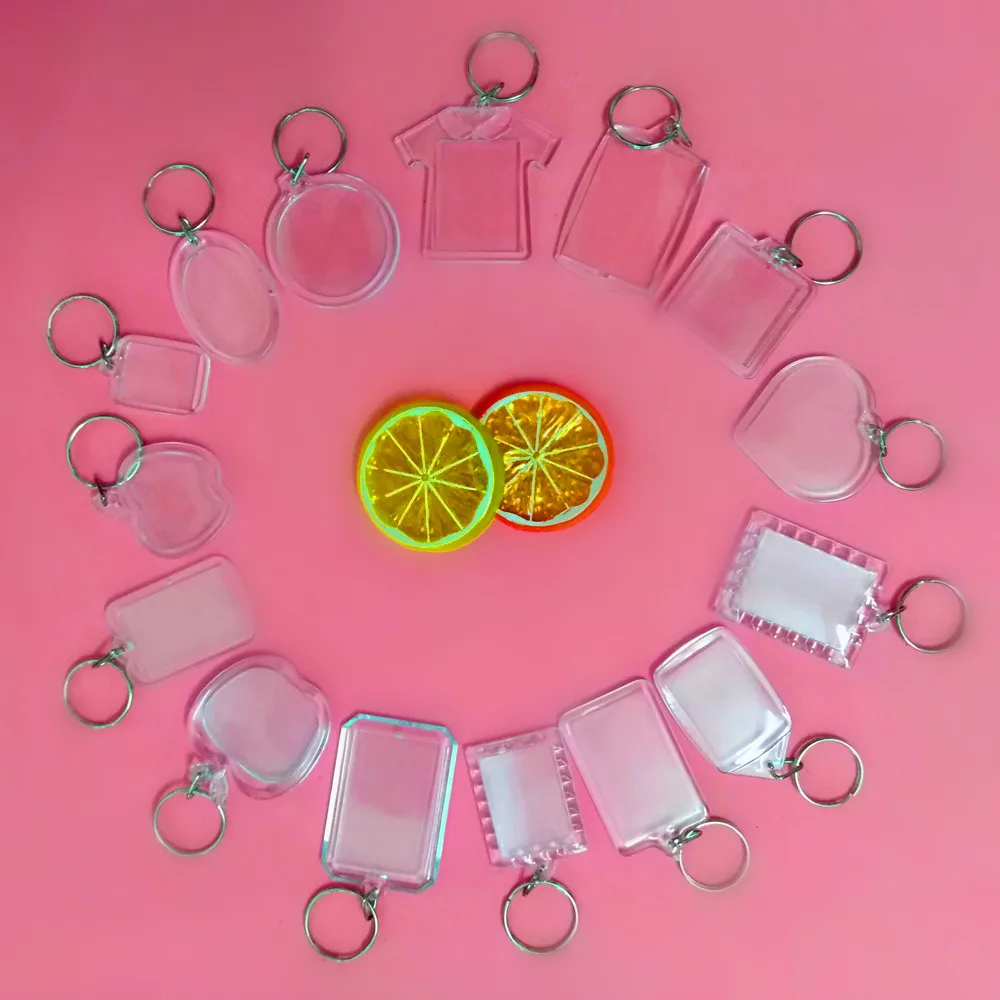 5pcs/lot Blank Acrylic Keychains Insert Photo plastic Keyrings Square Key Rectangle heart circular accessories | Украшения и