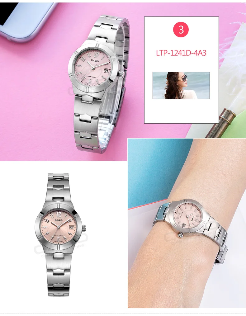 CASIO Часы Простые Модные часы Женское платье женские часы лучший бренд класса люкс кварцевые часы для женщин часы водонепроницаемые LTP-1241