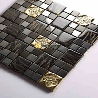 black color glass mixed metal mosaic tiles for wall tiles kitchen backsplash tiles bathroom shower tiles square and strip