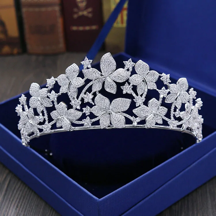 SLBRIDAL винтажная закрепка с прозрачным кубическим цирконием свадебная тиара CZ