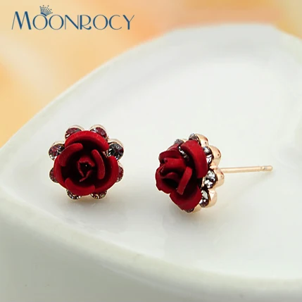 Серьги MOONROCY из циркония бесплатная доставка красивые серьги в виде цветка розы