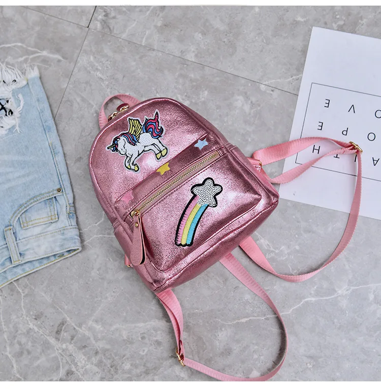 Новинка 2018 женский кожаный рюкзак с единорогом детские школьные сумки для