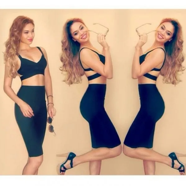 Женское облегающее платье до колен из двух предметов 13 цветов|party dresses|dress