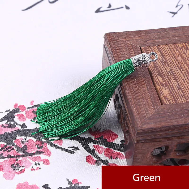 Green 10 шт. большой металлический колпачок кисточка ювелирные изделия занавески одежды декоративные аксессуары DIY Ключ сотовый телефон сумка бахрома отделка кисточки кулон - Цвет: Green