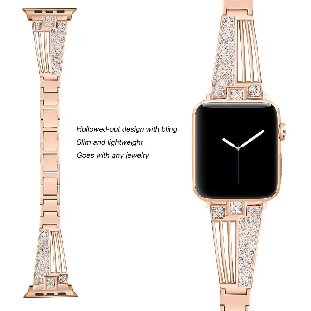 Женский бриллиантовый ремешок для часов Apple Watch 38 мм 42 мм 40 мм 44 мм ремешок для iWatch серии 5 4 3 2 1 браслет из нержавеющей стали