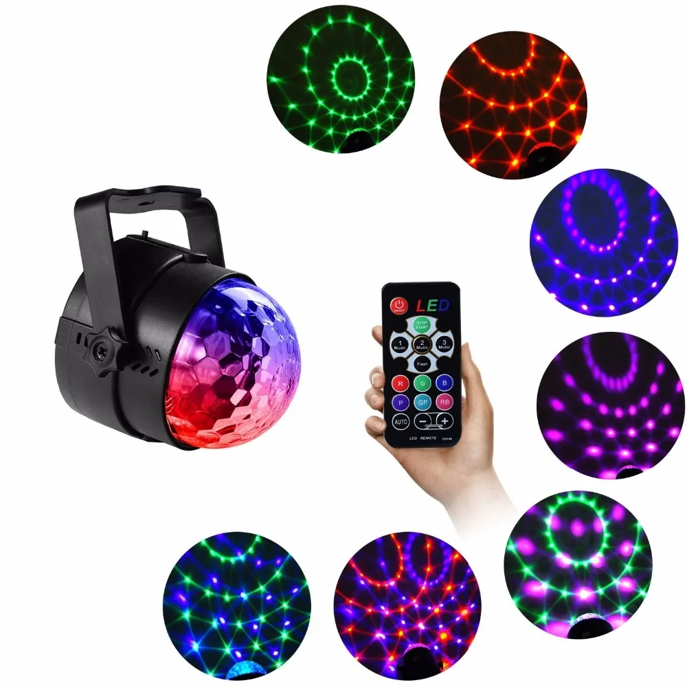3 Вт ИК пульт RGB LED хрустальный магический вращающийся шар сценический свет USB 5 в 6