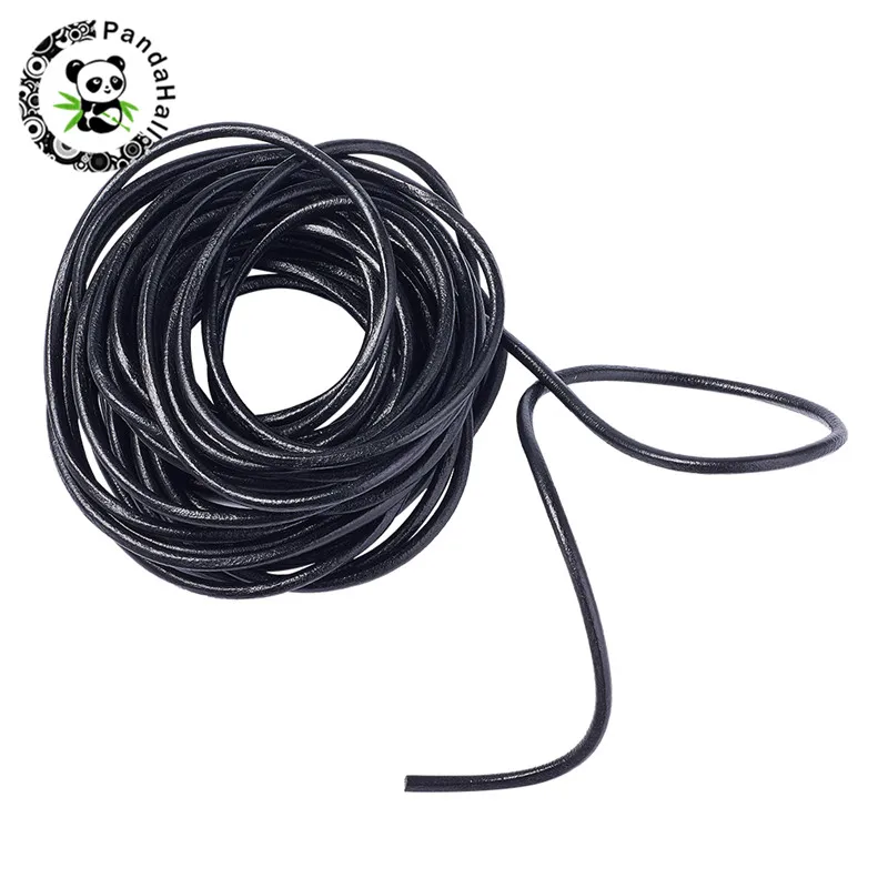 

pandahall 10m 4mm Round Genuine Cowhide Leather Cords String Rope for DIY Necklace Bracelet Jewelry Making