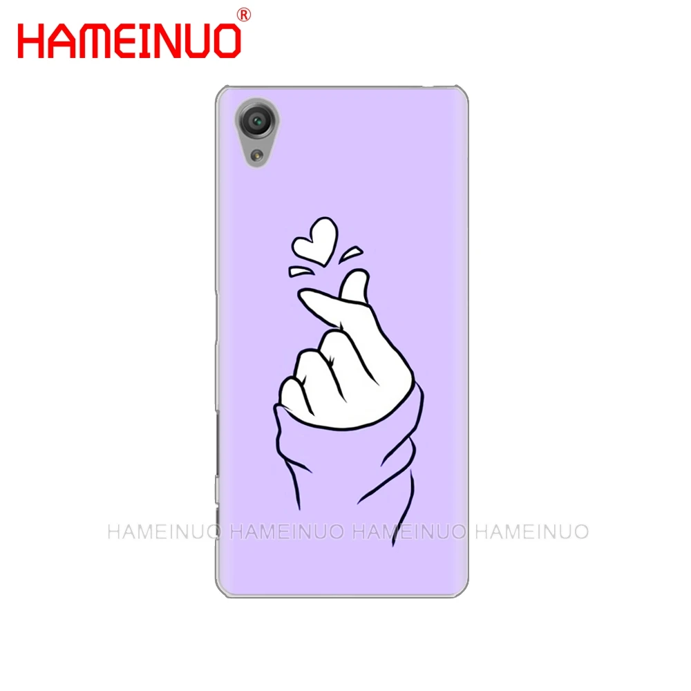 Черно белый чехол с сердечком Love kpop для sony xperia C6 XA1 XA2 XA ULTRA X XP L1 L2 XZ1 compact XR/XZ