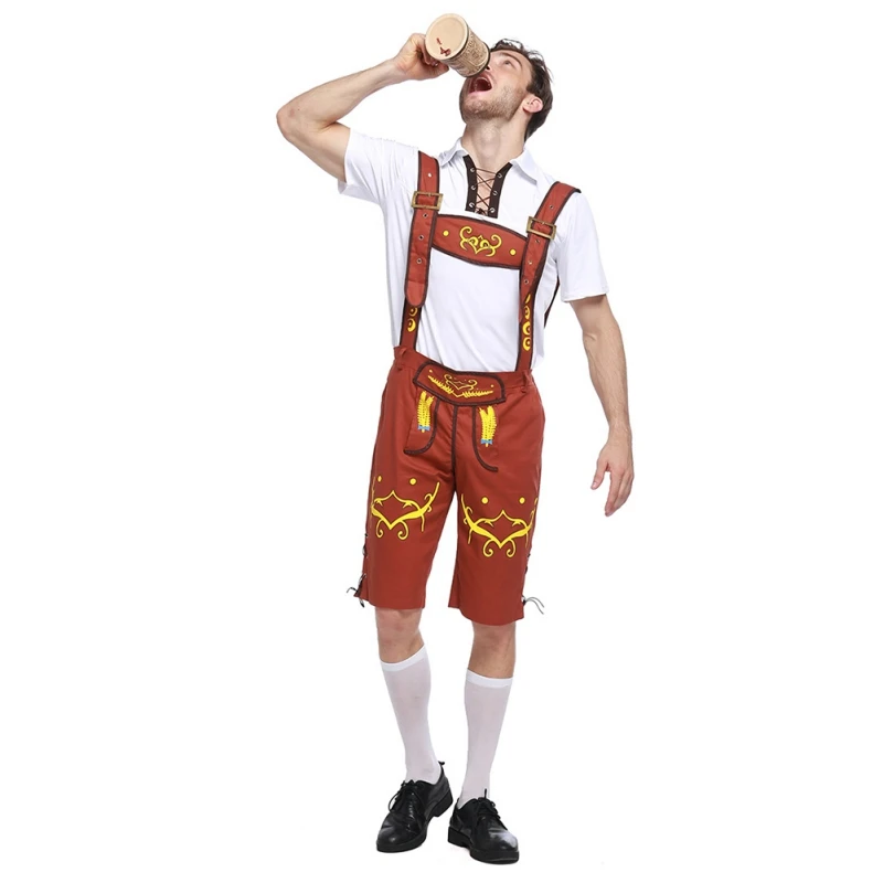 Пивной костюм мужской Октоберфест Костюм черный для взрослых сцены Lederhosen