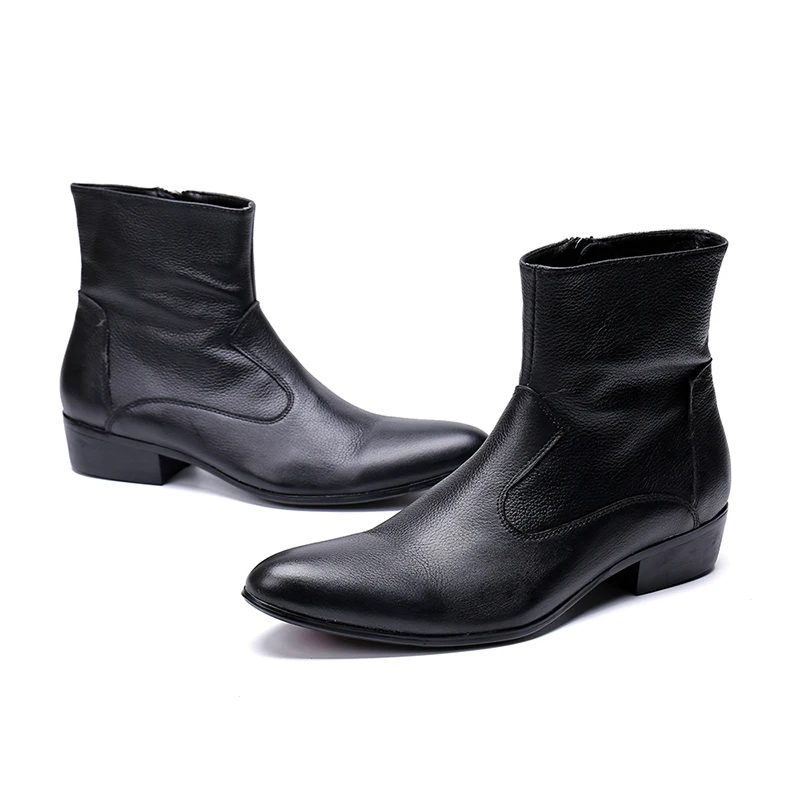 Ботильоны из натуральной кожи на низком каблуке молнии Модные черные оксфорды с