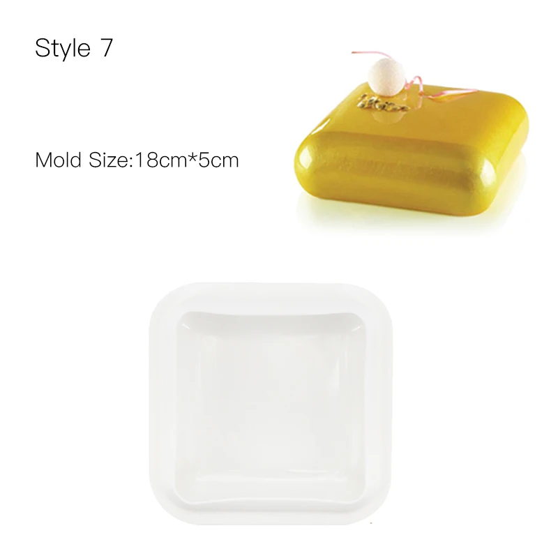 Style 7 3D для украшения торта прессформы силиконовые формы для выпечки инструменты Сердце Круглый пирожными шоколадом и брауни мусс сделать десерт Пан - Цвет: Style 7