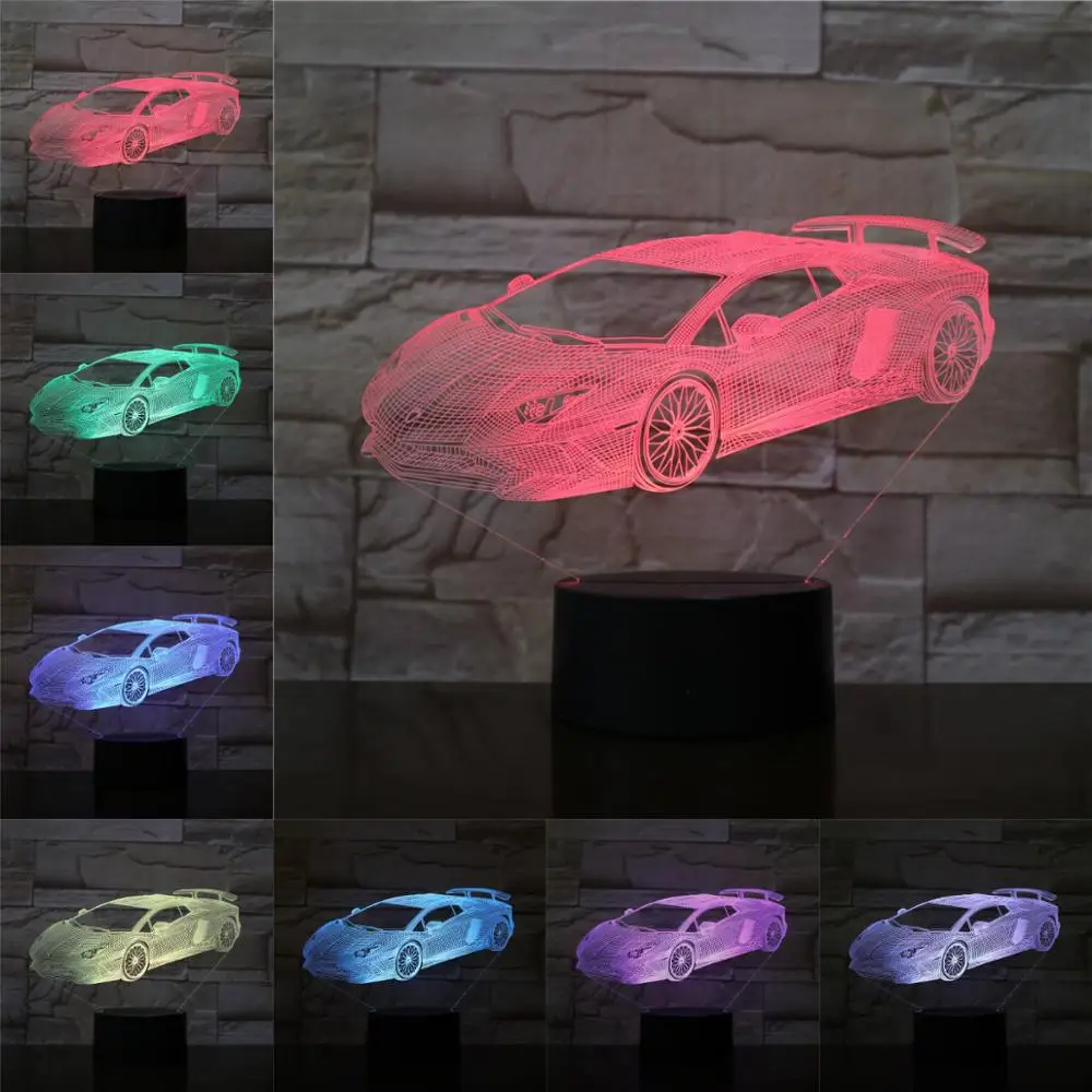 3D ночник для гоночного автомобиля настольная лампа светодиодный светодиодная 3