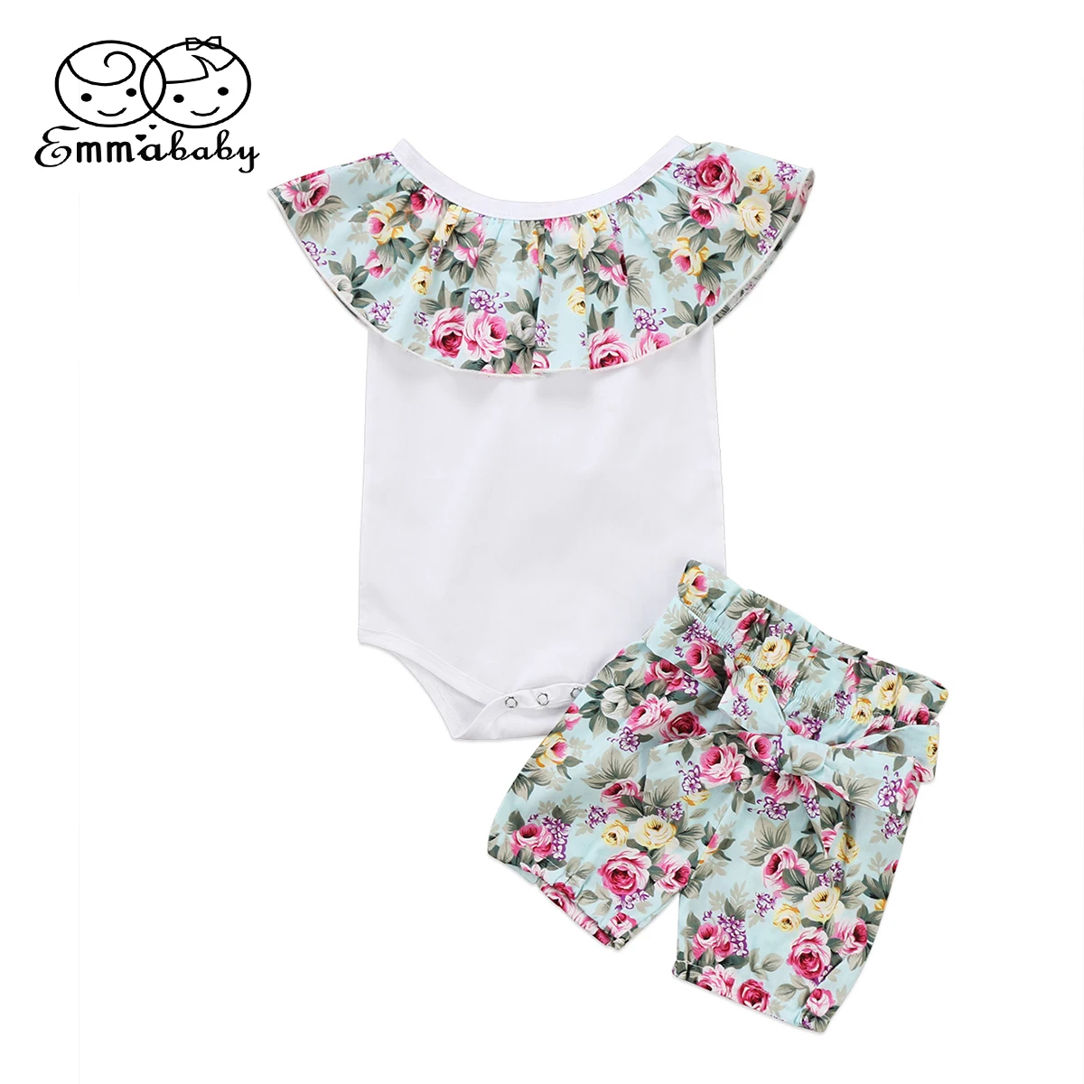 Новинка лета 2018 милый комплект одежды для новорожденных топы с цветочным