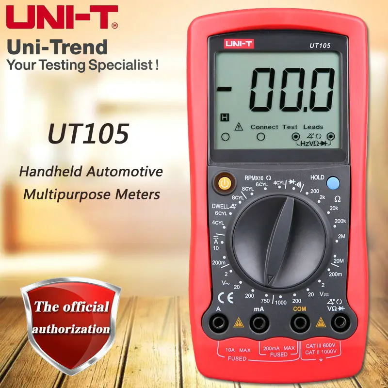 UNI T UT105 портативный Автомобильный мультиметр/измерение скорости и закрытого